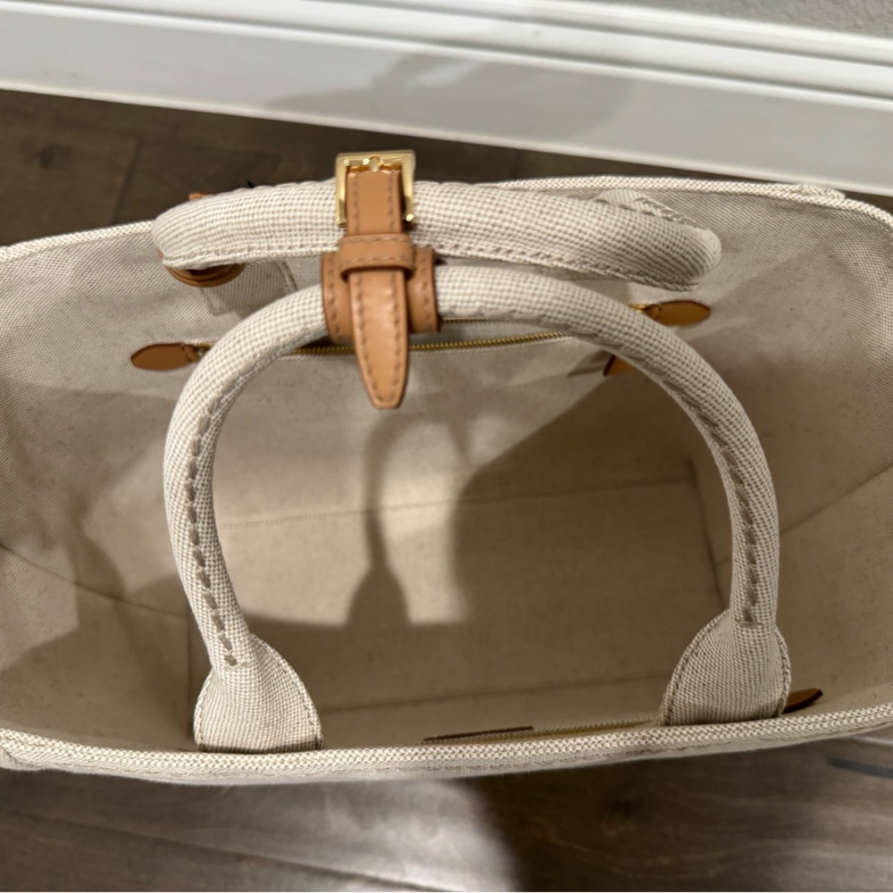 Prada Linen Canvas and Leather Large Tote handbag - Picture 2 of 7